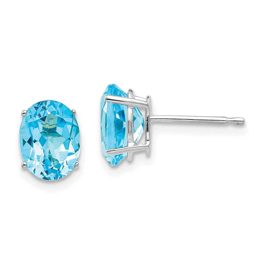 14k White Gold 8x6mm Oval Blue Topaz Earrings XE88WBT