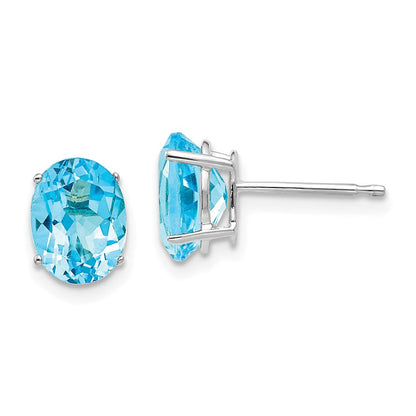 14k White Gold 8x6mm Oval Blue Topaz Earrings XE88WBT