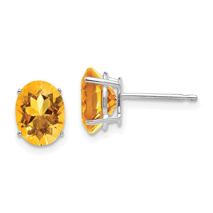 14k White Gold 8x6mm Oval Citrine Earrings XE88WCI
