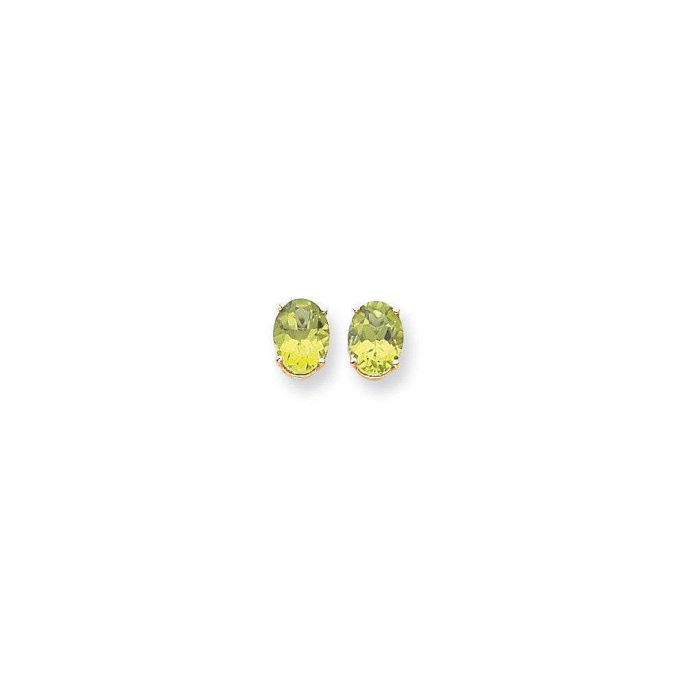 14k Yellow Gold 9x7mm Oval Peridot Earrings XE89PE
