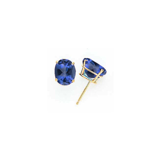 14k Yellow Gold 9x7mm Oval Sapphire Earrings XE89S