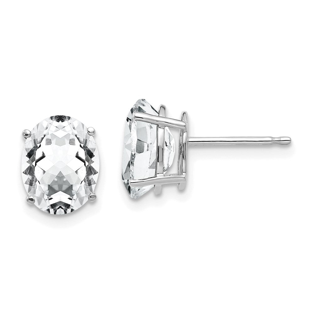 14k White Gold Cubic Zirconia Oval Stud Earrings XE89WCZ