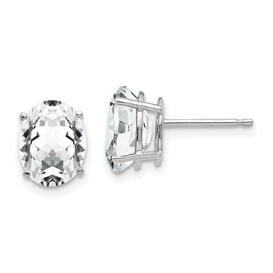 14k White Gold Cubic Zirconia Oval Stud Earrings XE89WCZ