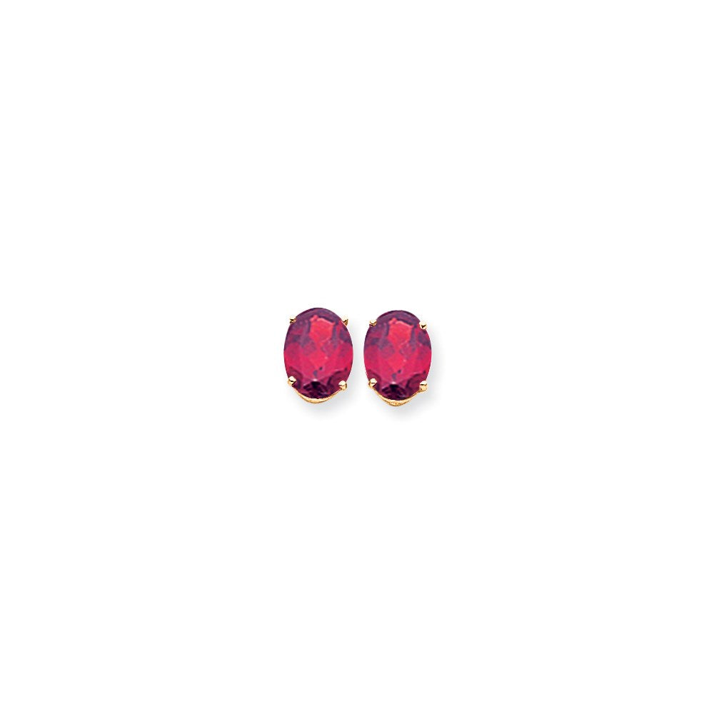 14k Yellow Gold 10x8mm Oval Created Ruby Earrings XE90CR