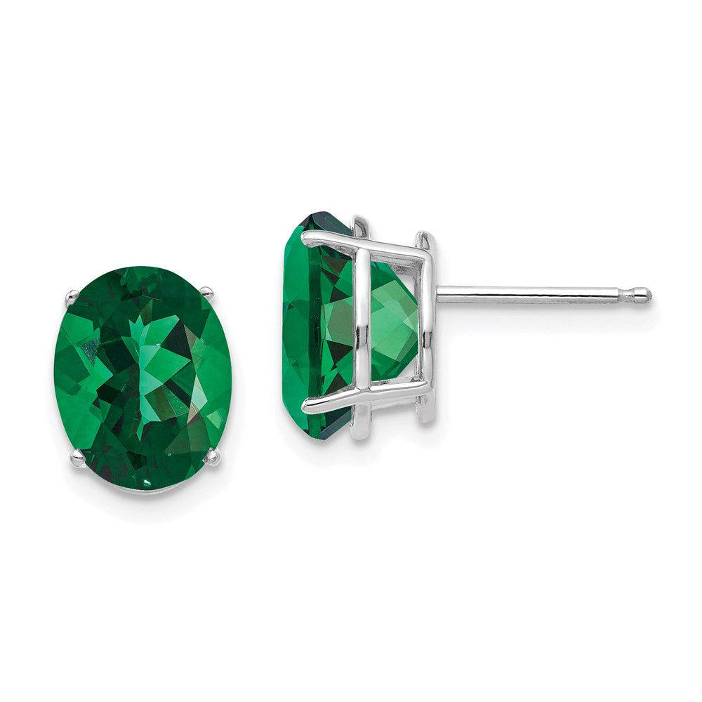 14k White Gold Mount St. Helens Oval Stud Earrings XE90WMS