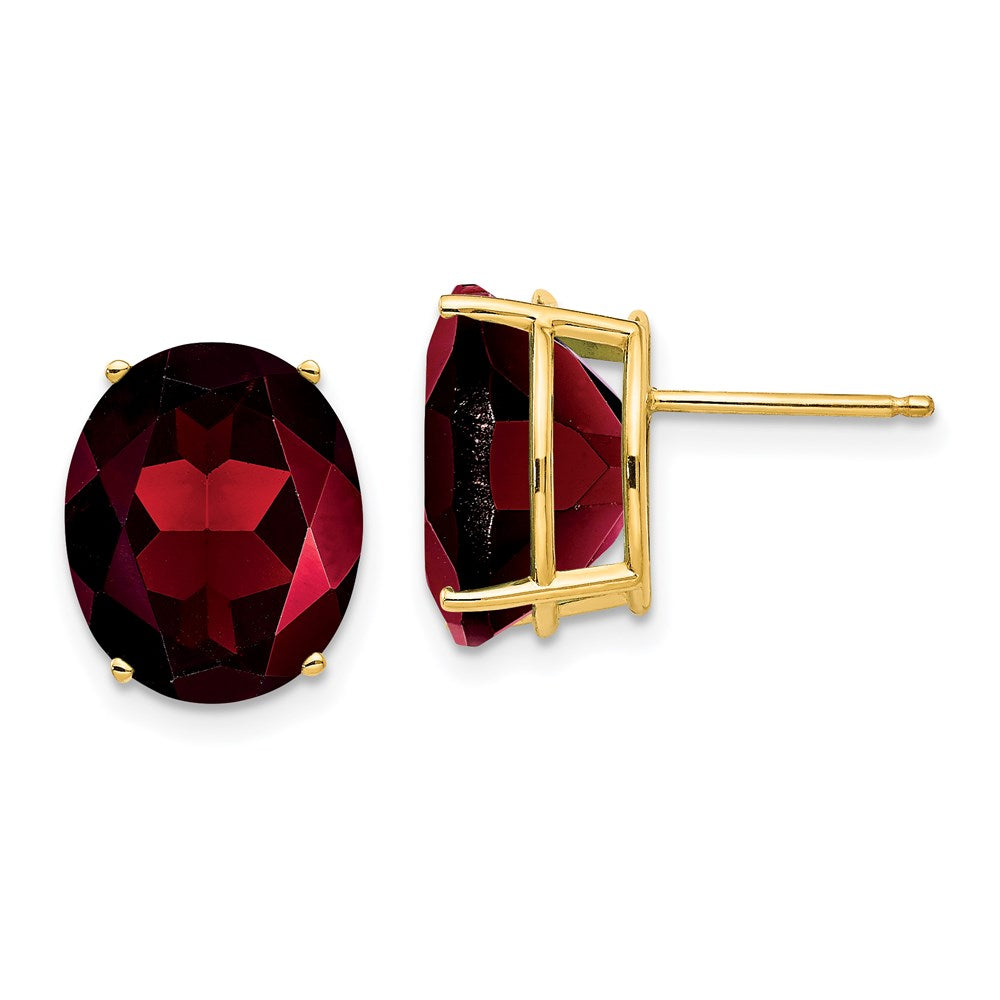 14k Yellow Gold Oval Garnet Earrings XE91GA