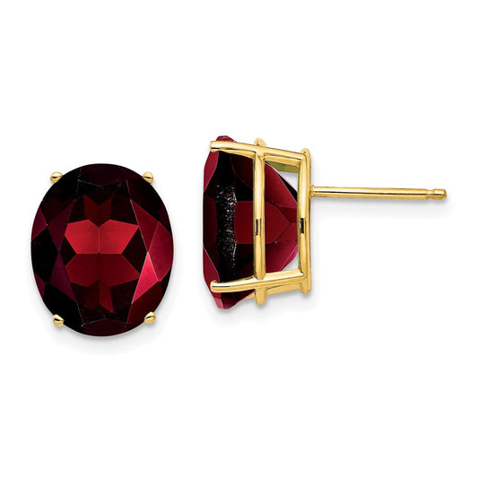 14k Yellow Gold Oval Garnet Earrings XE91GA