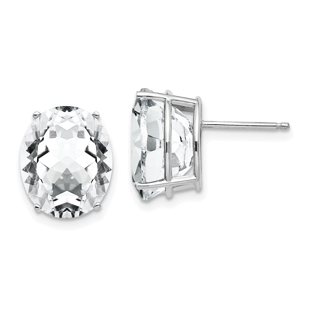 14k White Gold Cubic Zirconia Oval Stud Earrings XE91WCZ