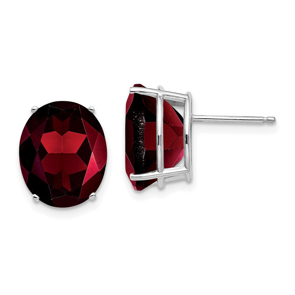 14k White Gold Oval Garnet Stud Earrings XE91WGA