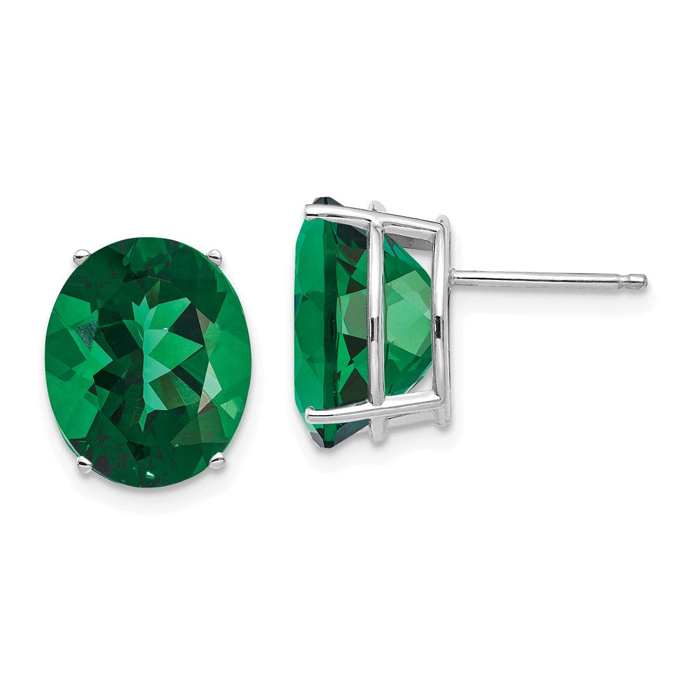 14k White Gold Mount St. Helens Oval Stud Earrings XE91WMS