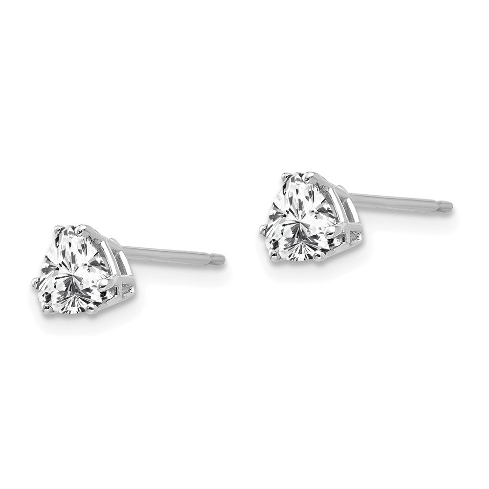 14k White Gold Cubic Zirconia Trillion Stud Earrings