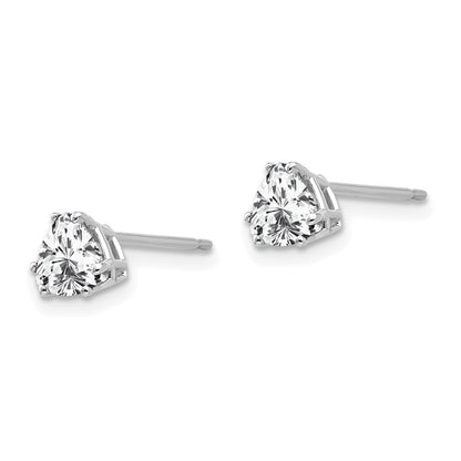 14k White Gold Cubic Zirconia Trillion Stud Earrings