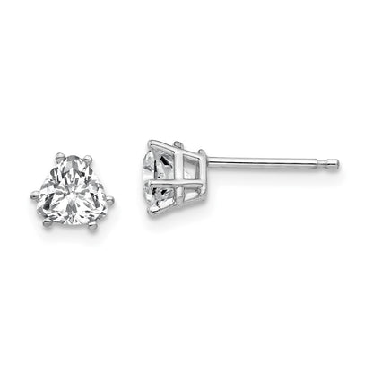 14k White Gold Cubic Zirconia Trillion Stud Earrings