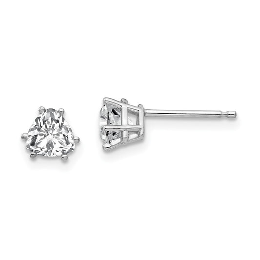 14k White Gold Cubic Zirconia Trillion Stud Earrings
