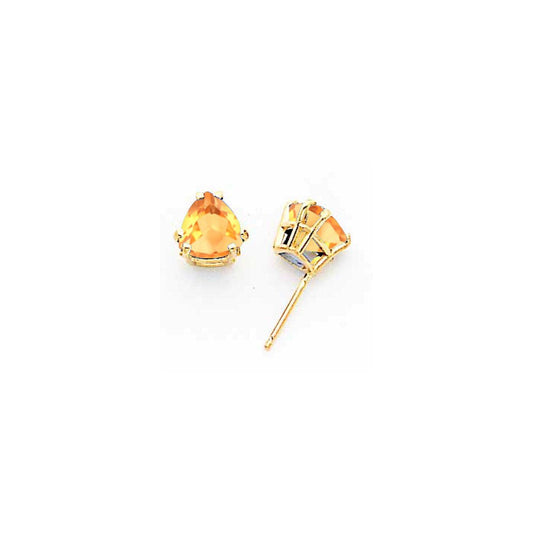 14k Yellow Gold Citrine trillion stud Earrings XE95CI