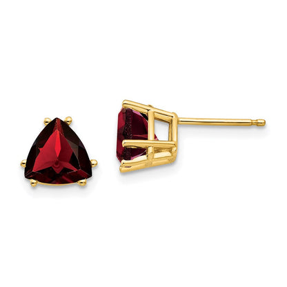 14k Yellow Gold 7mm Trillion Garnet Earrings XE95GA