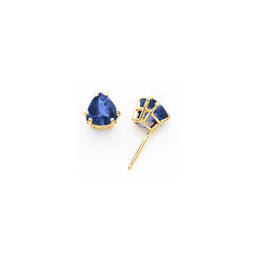 14k Yellow Gold 7mm Sapphire Earrings XE95S