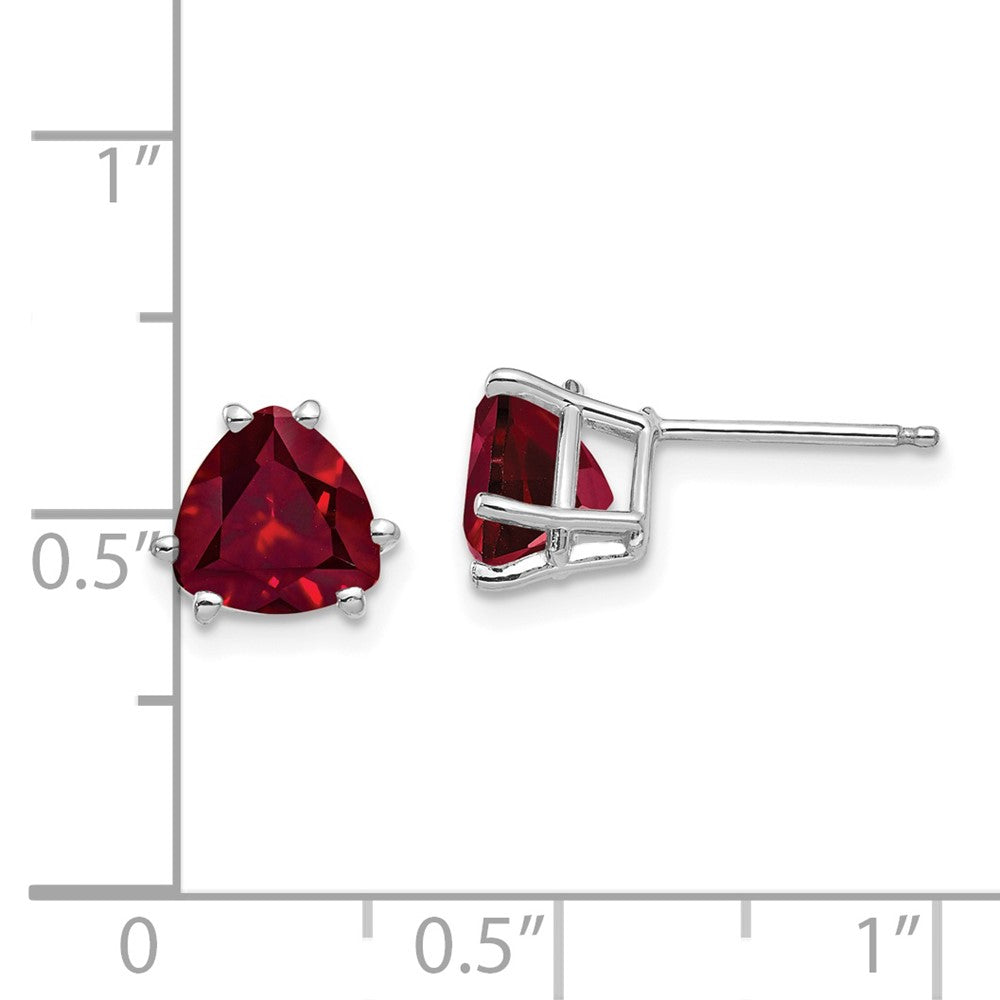 14k White Gold 7mm Created Ruby earring
