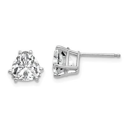 14k White Gold Cubic Zirconia Trillion Stud Earrings
