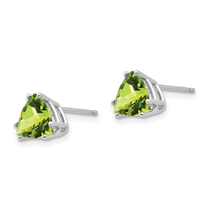 14k White Gold Peridot Trillion Stud Earrings