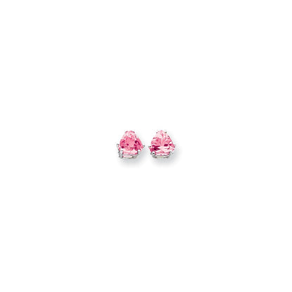 14k White Gold 7mm Pink Tourmaline earring