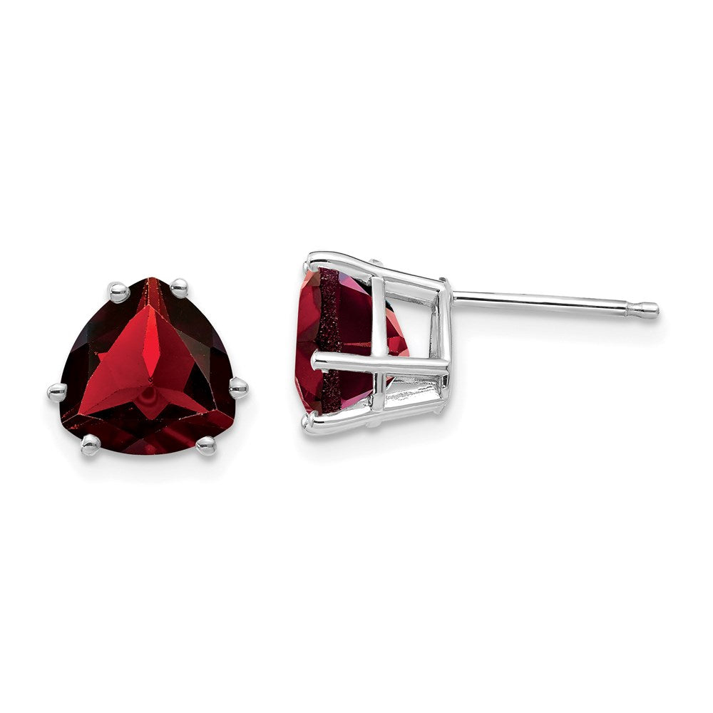 14k White Gold Garnet Trillion Stud Earrings XE96WGA