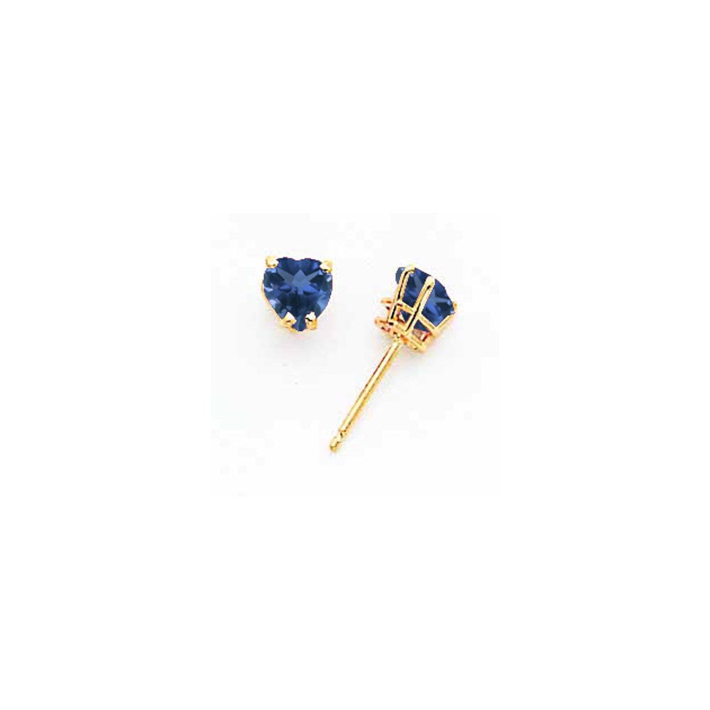 14k Yellow Gold 5mm Heart Sapphire Earrings XE97S