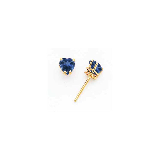 14k Yellow Gold 5mm Heart Sapphire Earrings XE97S