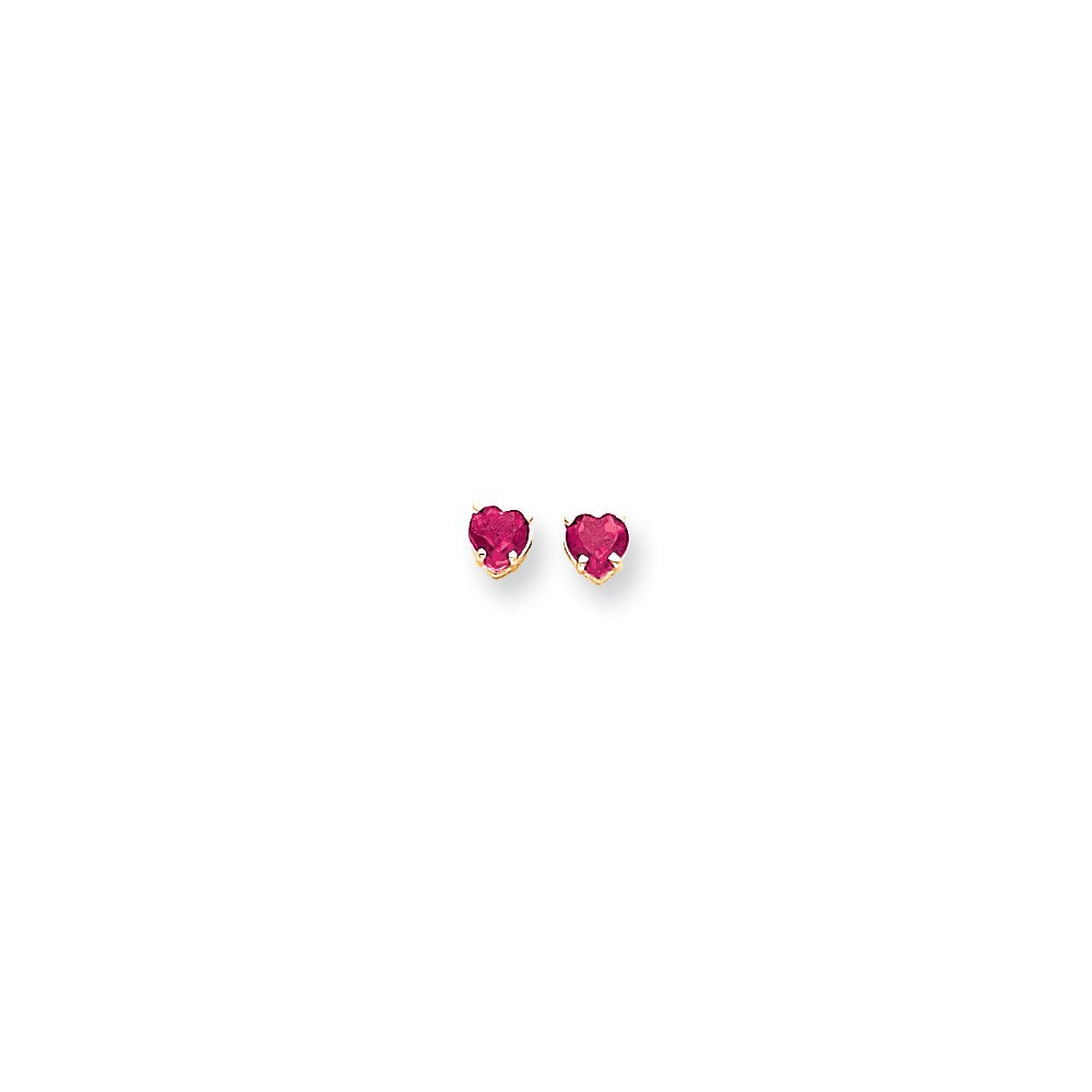 14k Yellow Gold 5mm Heart Pink Sapphire Earrings XE97SP