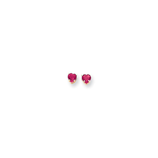14k Yellow Gold 5mm Heart Pink Sapphire Earrings XE97SP