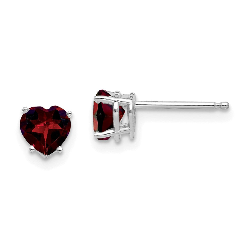 14k White Gold 5mm Heart Garnet Earrings XE97WGA