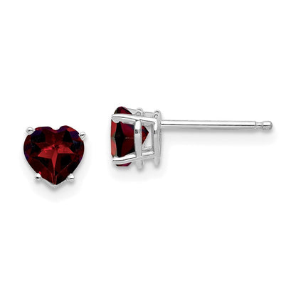 14k White Gold 5mm Heart Garnet Earrings XE97WGA