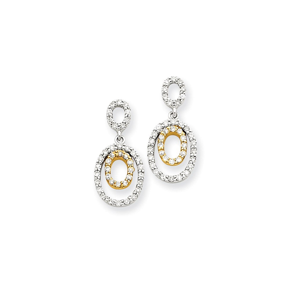 14k Yellow Gold Two-Tone Real Diamond Oval Earrings XE987AA