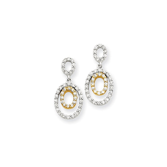 14k Yellow Gold Two-Tone Real Diamond Oval Earrings XE987AA