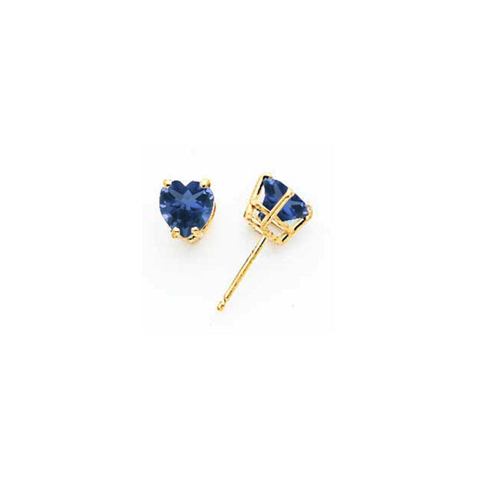 14k Yellow Gold 6mm Heart Sapphire Earrings XE98S