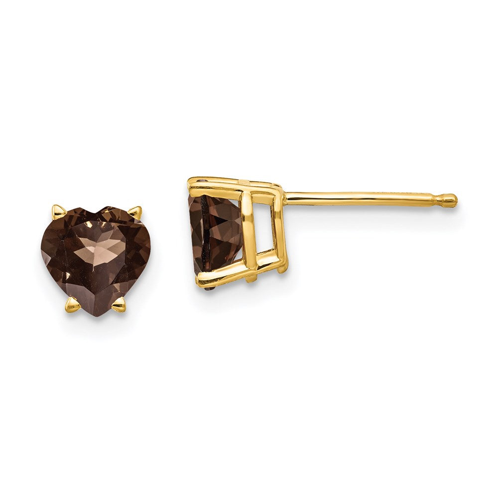14k Yellow Gold 6mm Heart Smok Yellow Gold Quartz Earrings XE98SQ