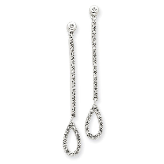 14k White Gold Real Diamond Stick & Teardrop Earrings XE999AA