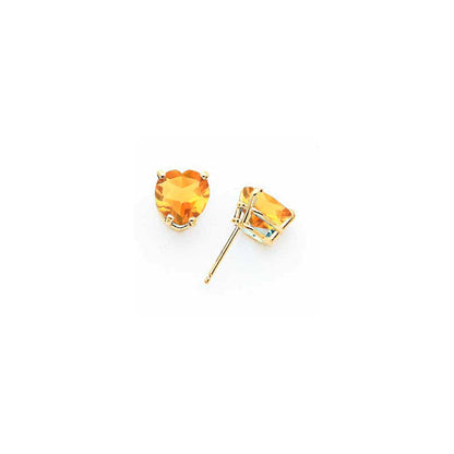 14k Yellow Gold 7mm Heart Citrine Earrings XE99CI