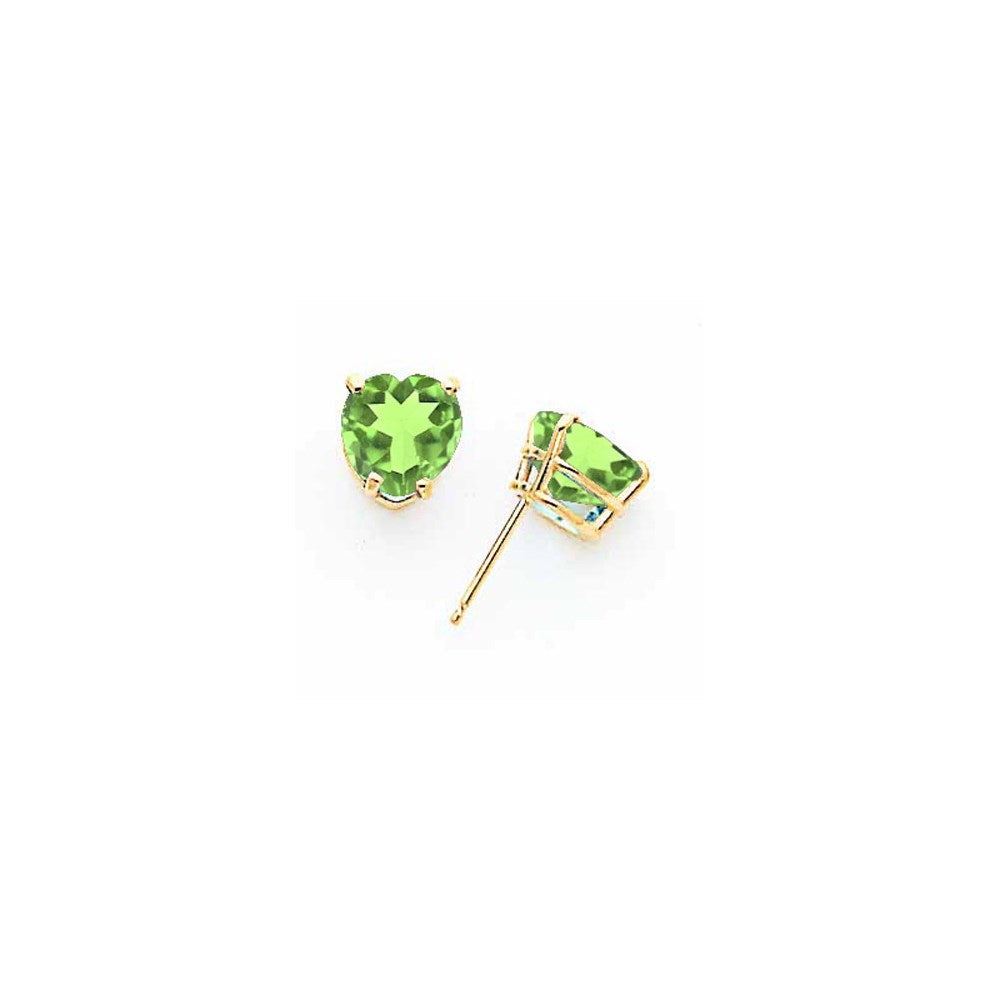 14k Yellow Gold Peridot heart stud Earrings XE99PE