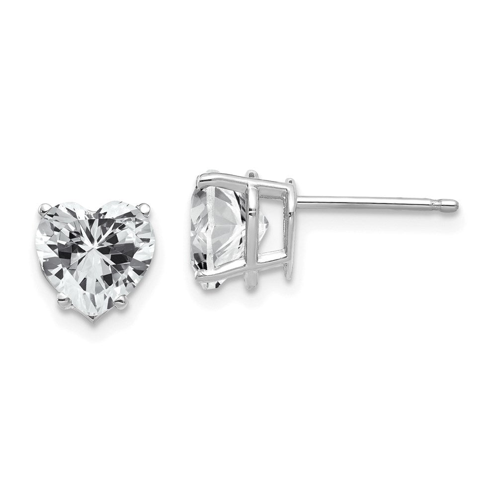 14k White Gold Cubic Zirconia Heart Stud Earrings XE99WCZ