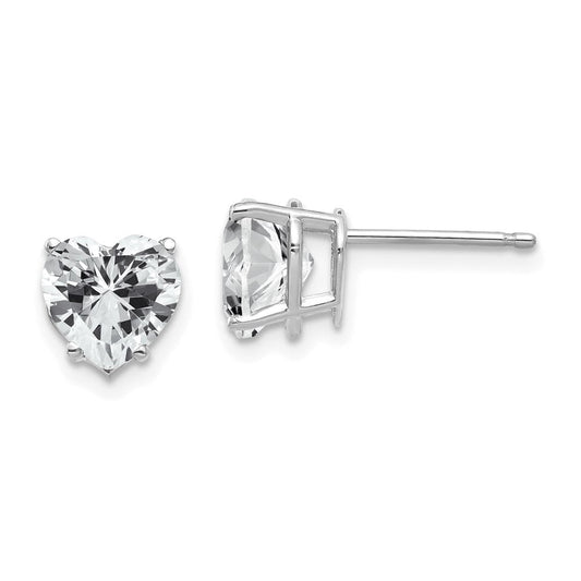14k White Gold Cubic Zirconia Heart Stud Earrings XE99WCZ