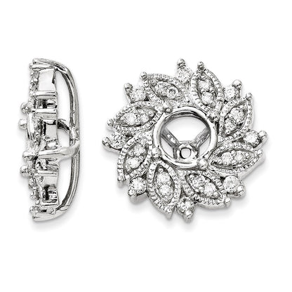 14K White Gold Diamond Flower Earring Jacket