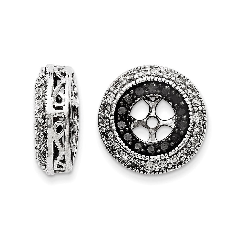 14k White Gold Black and White Diamond Earring Jackets