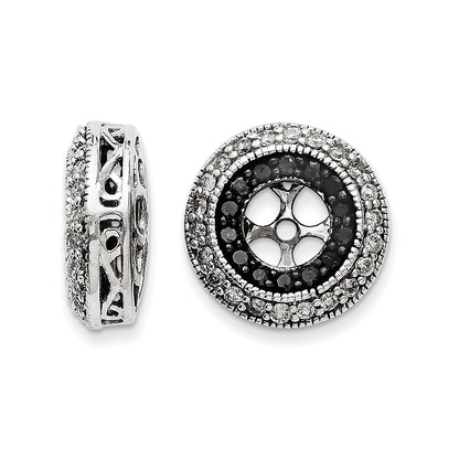 14k White Gold Black and White Diamond Earring Jackets