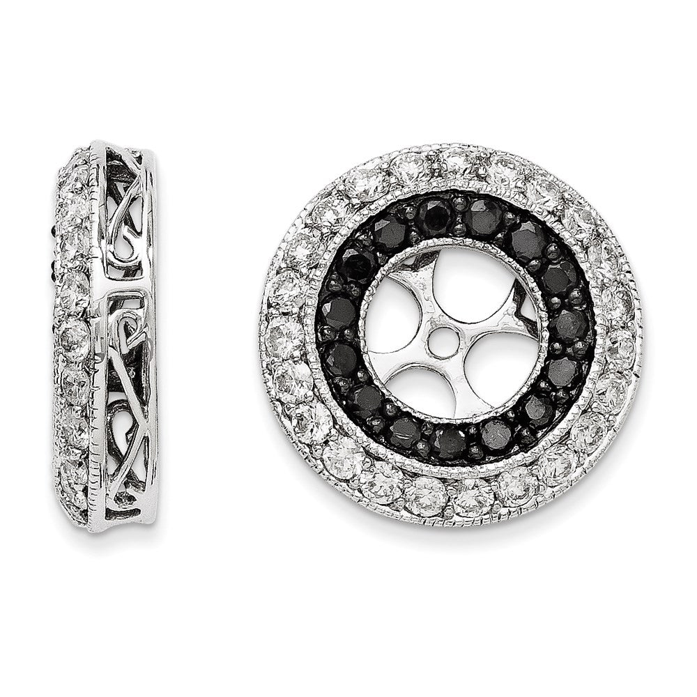 14k White Gold Black and White Diamond Earring Jackets
