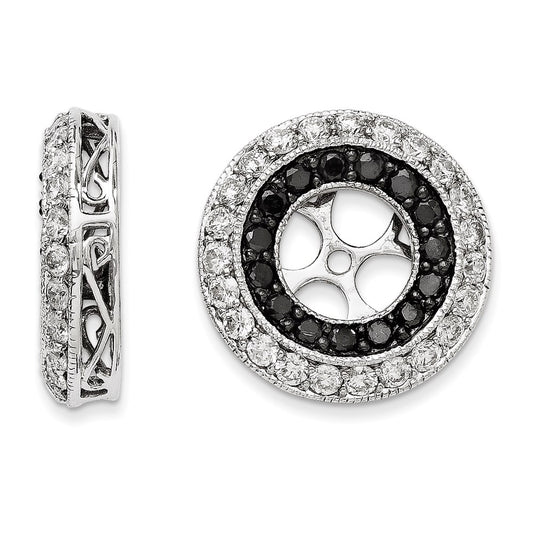 14k White Gold Black and White Diamond Earring Jackets