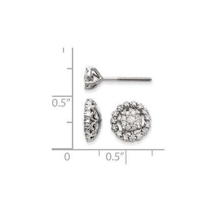 14K White Gold Small Flower and Jacket Diamond Post Earrings