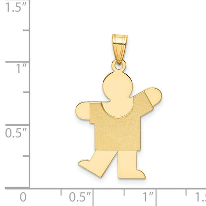 14k Yellow Gold Solid Satin Engravable Boy Charm