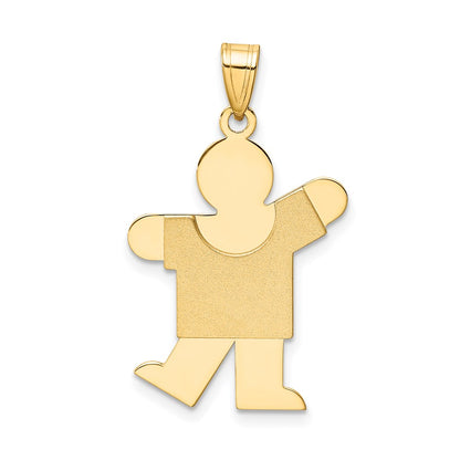 14k Yellow Gold Solid Satin Engravable Boy Charm