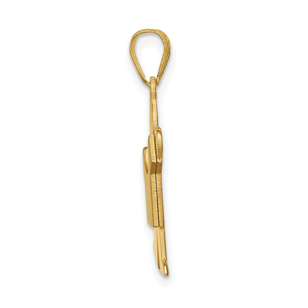 14k Yellow Gold Solid Satin Engravable Boy Charm